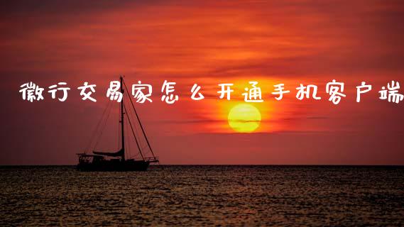 徽行交易家怎么开通手机客户端_https://wap.yjjixie.cn_港股行情_第1张