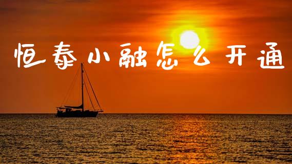恒泰小融怎么开通_https://wap.yjjixie.cn_商业资讯_第1张