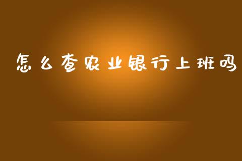 怎么查农业银行上班吗_https://wap.yjjixie.cn_证券市场_第1张