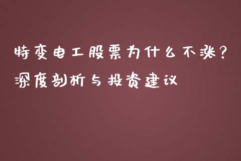 特变电工股票为什么不涨？深度剖析与投资建议_https://wap.yjjixie.cn_证券市场_第1张