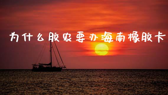 为什么胶农要办海南橡胶卡_https://wap.yjjixie.cn_商业资讯_第1张