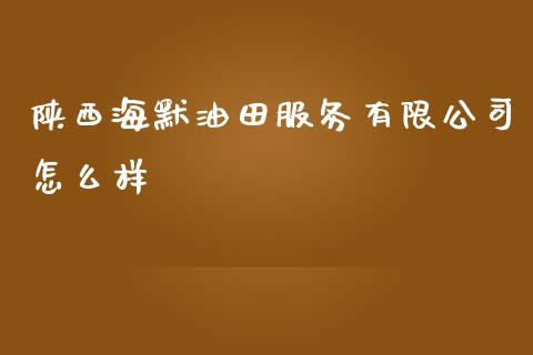 陕西海默油田服务有限公司怎么样_https://wap.yjjixie.cn_证券市场_第1张