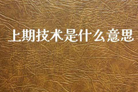 上期技术是什么意思_https://wap.yjjixie.cn_商业资讯_第1张