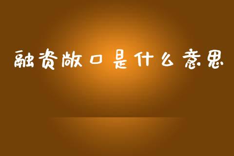 融资敞口是什么意思_https://wap.yjjixie.cn_港股行情_第1张