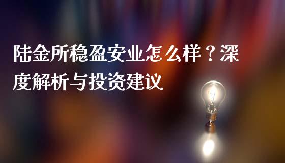 陆金所稳盈安业怎么样？深度解析与投资建议_https://wap.yjjixie.cn_商业资讯_第1张