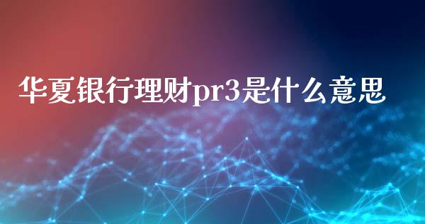 华夏银行理财pr3是什么意思_https://wap.yjjixie.cn_港股行情_第1张