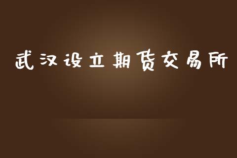 武汉设立期货交易所_https://wap.yjjixie.cn_保险理财_第1张