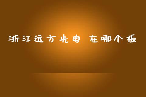 浙江远方光电 在哪个板_https://wap.yjjixie.cn_港股行情_第1张