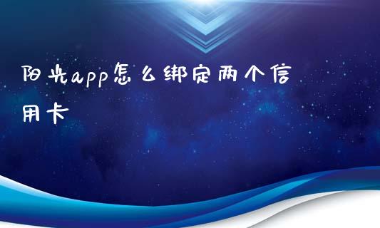 阳光app怎么绑定两个信用卡_https://wap.yjjixie.cn_保险理财_第1张