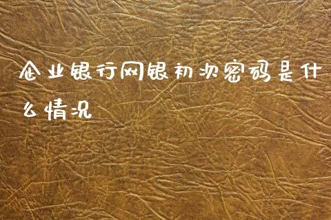 企业银行网银初次密码是什么情况_https://wap.yjjixie.cn_证券市场_第1张