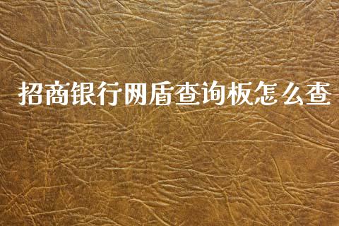 招商银行网盾查询板怎么查_https://wap.yjjixie.cn_商业资讯_第1张