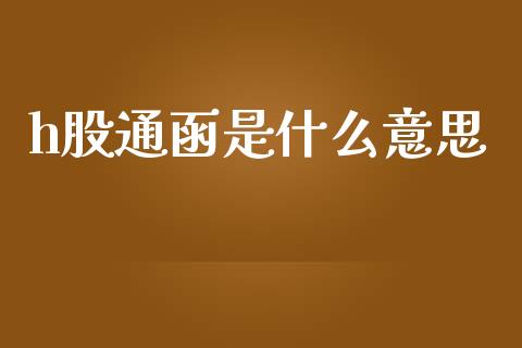 h股通函是什么意思_https://wap.yjjixie.cn_港股行情_第1张