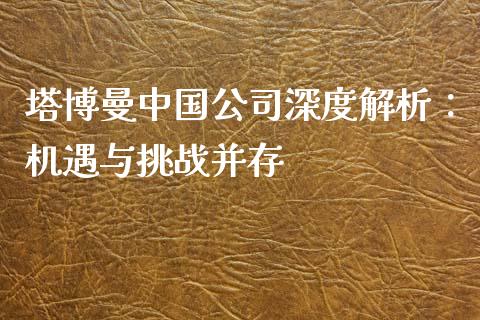 塔博曼中国公司深度解析：机遇与挑战并存_https://wap.yjjixie.cn_证券市场_第1张