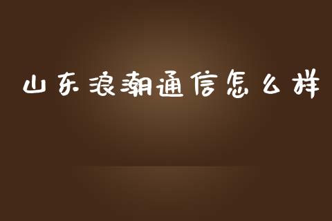 山东浪潮通信怎么样_https://wap.yjjixie.cn_商业资讯_第1张