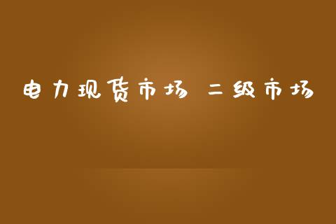 电力现货市场 二级市场_https://wap.yjjixie.cn_商业资讯_第1张