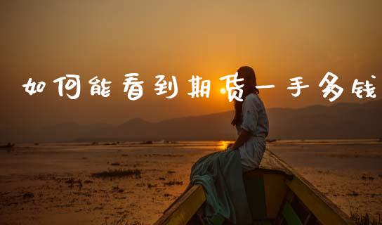 如何能看到期货一手多钱_https://wap.yjjixie.cn_证券市场_第1张