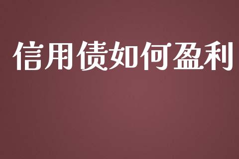 信用债如何盈利_https://wap.yjjixie.cn_保险理财_第1张