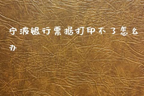 宁波银行票据打印不了怎么办_https://wap.yjjixie.cn_港股行情_第1张