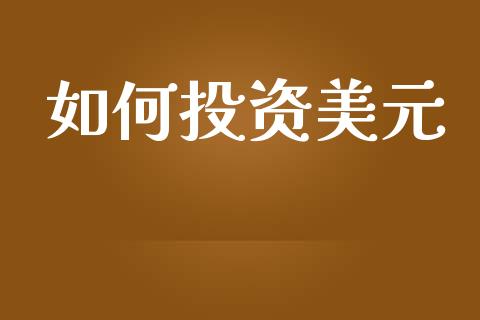 如何投资美元_https://wap.yjjixie.cn_商业资讯_第1张