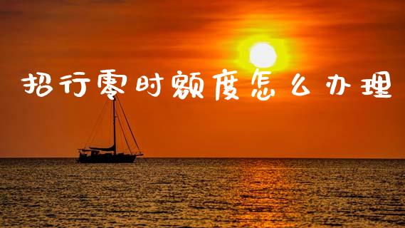 招行零时额度怎么办理_https://wap.yjjixie.cn_保险理财_第1张