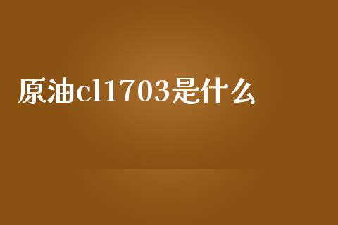 原油cl1703是什么_https://wap.yjjixie.cn_证券市场_第1张