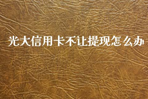 光大信用卡不让提现怎么办_https://wap.yjjixie.cn_证券市场_第1张