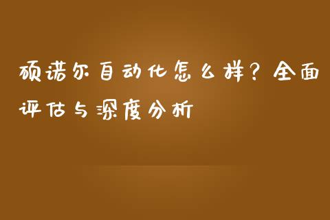 硕诺尔自动化怎么样？全面评估与深度分析_https://wap.yjjixie.cn_保险理财_第1张