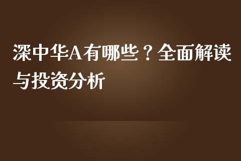 深中华A有哪些？全面解读与投资分析_https://wap.yjjixie.cn_证券市场_第1张