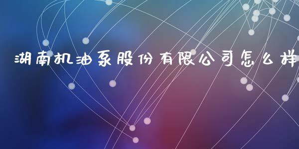 湖南机油泵股份有限公司怎么样_https://wap.yjjixie.cn_商业资讯_第1张