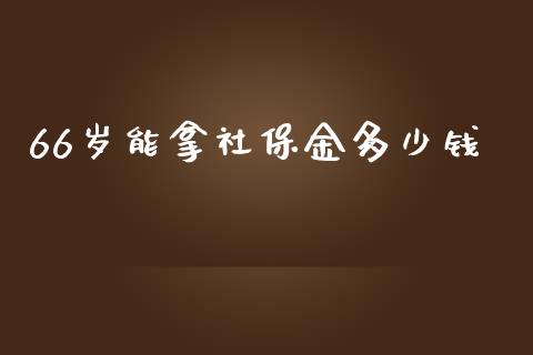 66岁能拿社保金多少钱_https://wap.yjjixie.cn_保险理财_第1张