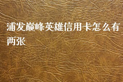 浦发巅峰英雄信用卡怎么有两张_https://wap.yjjixie.cn_保险理财_第1张