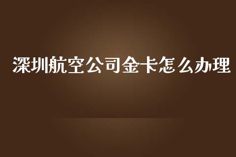 深圳航空公司金卡怎么办理_https://wap.yjjixie.cn_保险理财_第1张