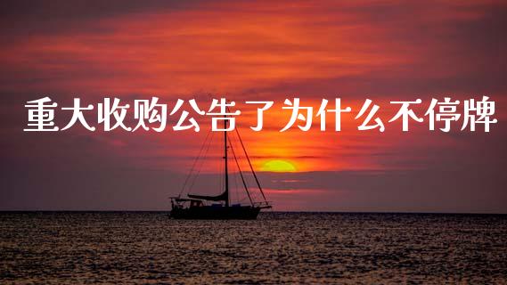 重大收购公告了为什么不停牌_https://wap.yjjixie.cn_港股行情_第1张