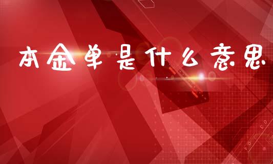 本金单是什么意思_https://wap.yjjixie.cn_商业资讯_第1张