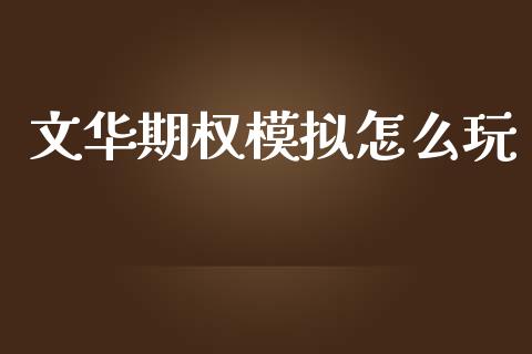 文华期权模拟怎么玩_https://wap.yjjixie.cn_证券市场_第1张