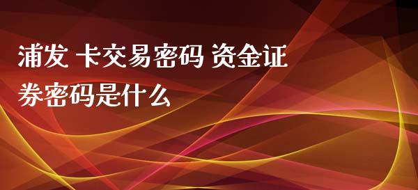 浦发 卡交易密码 资金证券密码是什么_https://wap.yjjixie.cn_证券市场_第1张
