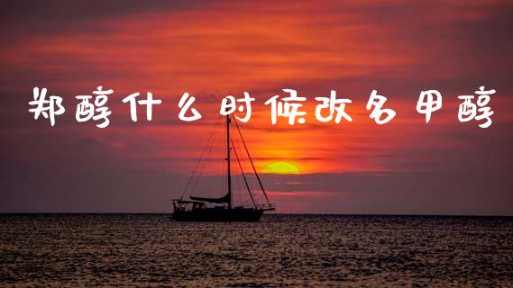 郑醇什么时候改名甲醇_https://wap.yjjixie.cn_保险理财_第1张