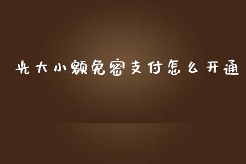 光大小额免密支付怎么开通_https://wap.yjjixie.cn_港股行情_第1张