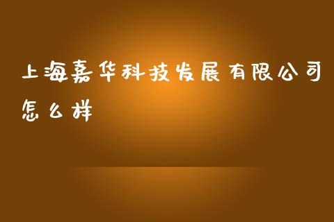上海嘉华科技发展有限公司怎么样_https://wap.yjjixie.cn_商业资讯_第1张