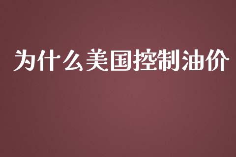 为什么美国控制油价_https://wap.yjjixie.cn_保险理财_第1张