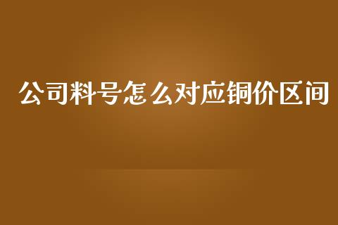 公司料号怎么对应铜价区间_https://wap.yjjixie.cn_港股行情_第1张