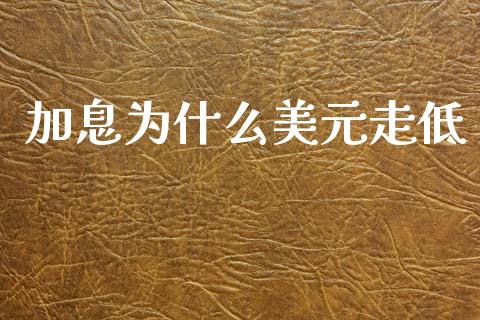 加息为什么美元走低_https://wap.yjjixie.cn_证券市场_第1张