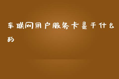 车联网用户服务卡是干什么的_https://wap.yjjixie.cn_保险理财_第1张