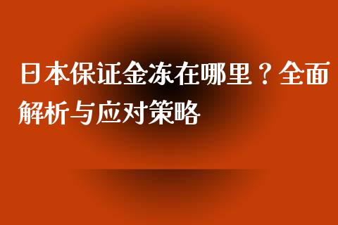 日本保证金冻在哪里？全面解析与应对策略_https://wap.yjjixie.cn_商业资讯_第1张