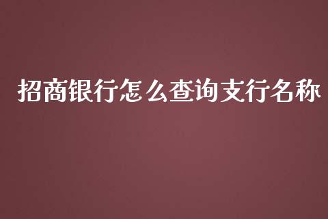 招商银行怎么查询支行名称_https://wap.yjjixie.cn_证券市场_第1张