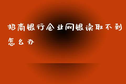 招商银行企业网银读取不到怎么办_https://wap.yjjixie.cn_证券市场_第1张