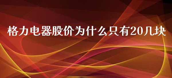 格力电器股价为什么只有20几块_https://wap.yjjixie.cn_商业资讯_第1张
