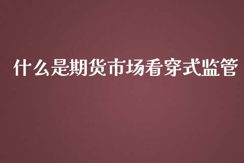 什么是期货市场看穿式监管_https://wap.yjjixie.cn_保险理财_第1张