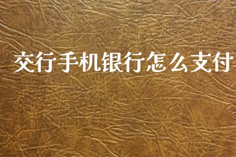 交行手机银行怎么支付_https://wap.yjjixie.cn_商业资讯_第1张