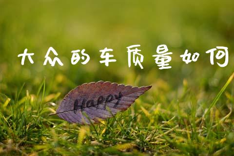 大众的车质量如何_https://wap.yjjixie.cn_证券市场_第1张